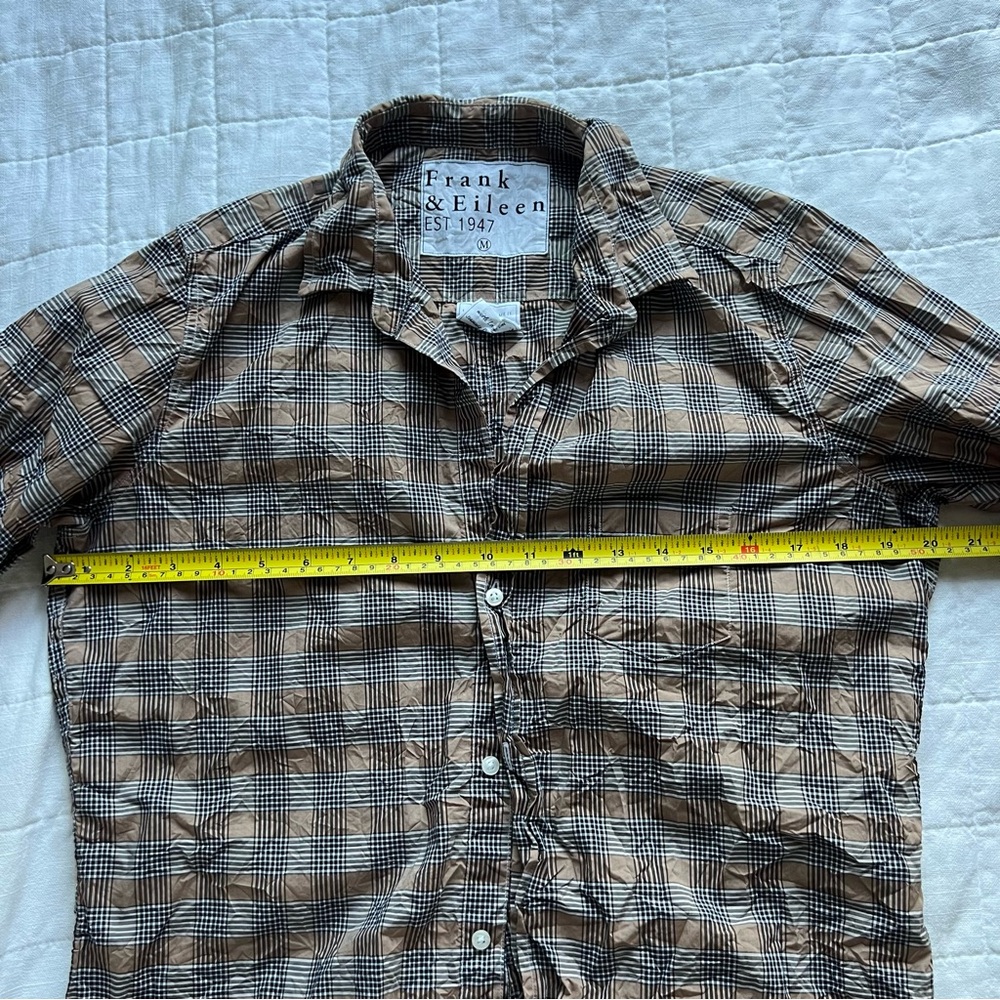 Frank & Eileen Brown Plaid Crinkle Button Down Shirt - Picture 7 of 7